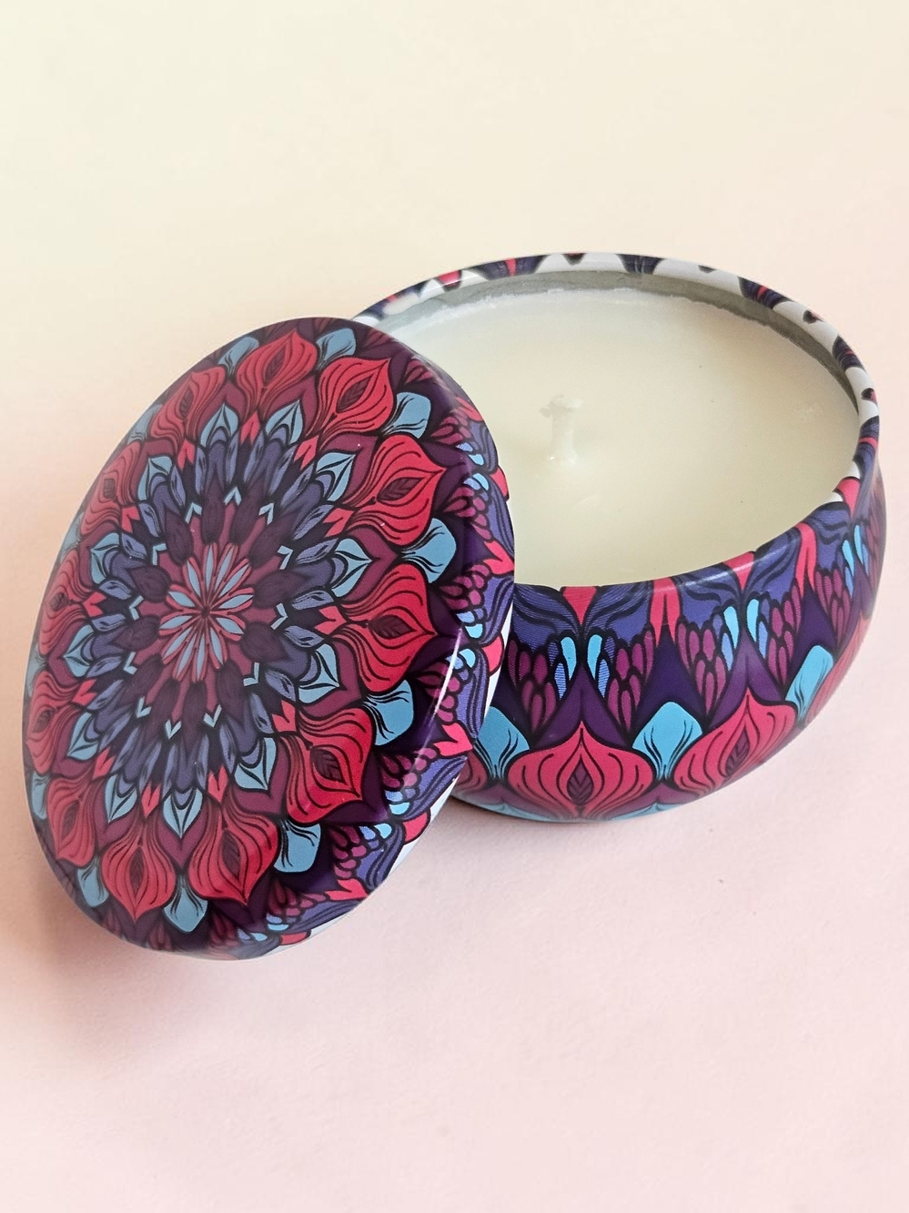 Mandala Soy Wax Candle Tin Boho Psychedelic Aromatherapy Decor Gift New